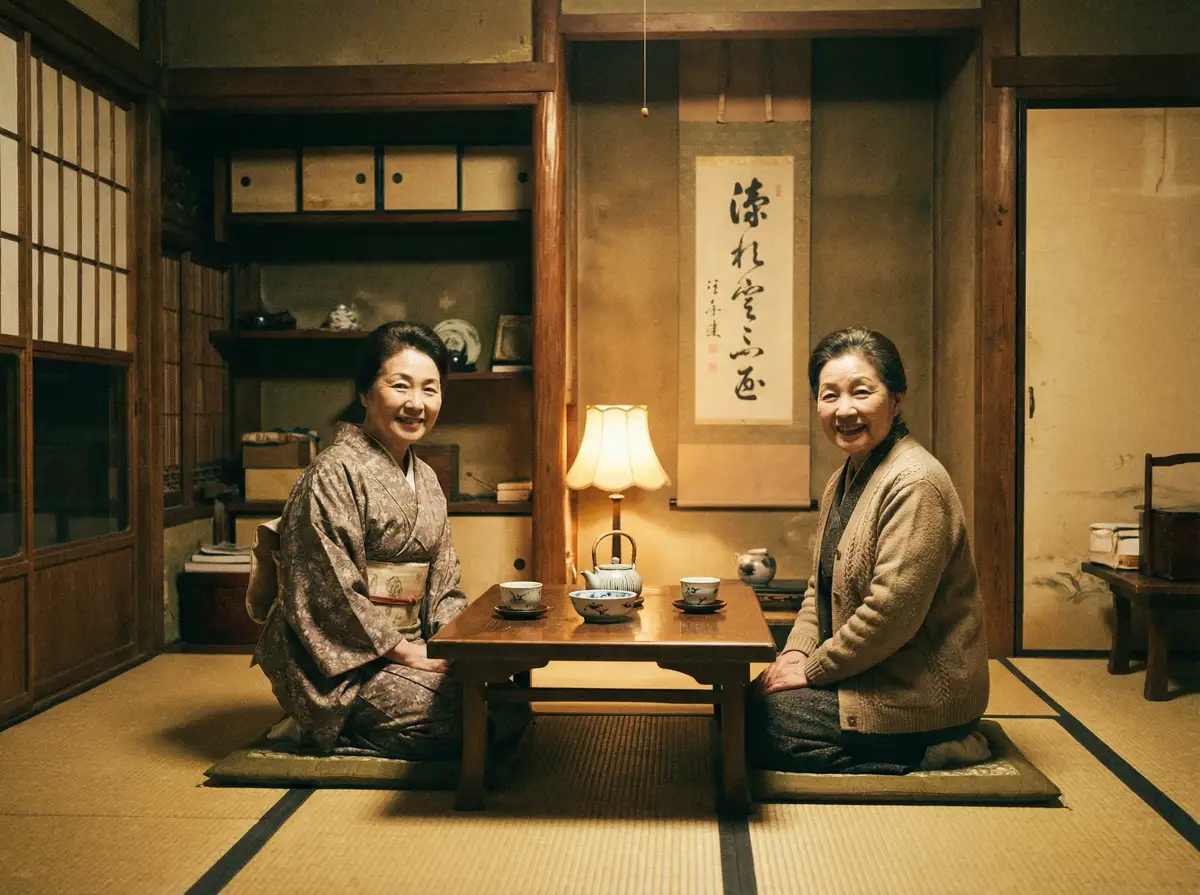 两位优雅的 《五一黑料》五一黑料官方网站::最新五一黑料自媒体分享平台 在日式茶室中品茶交谈